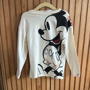 Zara Kids White Long Sleeve Shirt with Cartoon Print